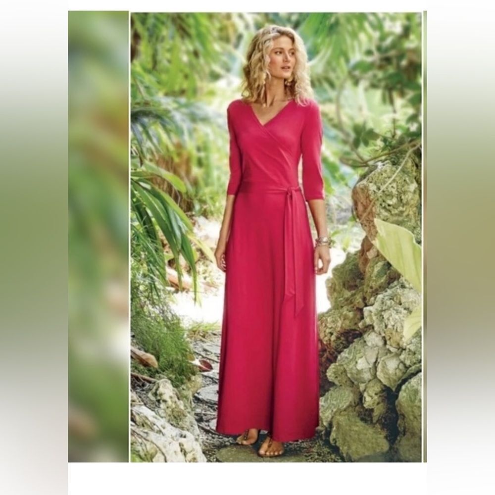 Soft Surroundings Salvadora Red Maxi
Wrap Surplice Tie Waist Dress size SP